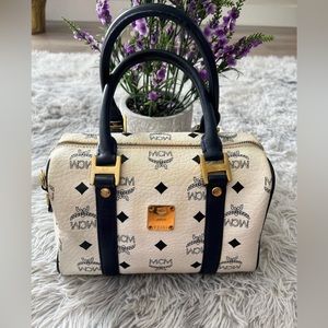 MCM Cream and Black Shoulder Bag